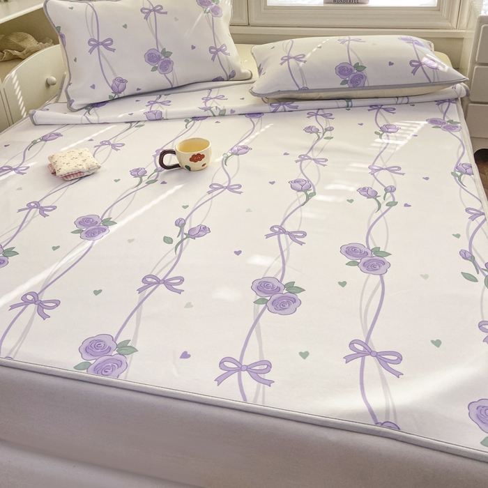 91家纺网 家纺一手货源 找家纺 麋兔 2026新款凉感小冰皮软席席子凉席 紫萝情书