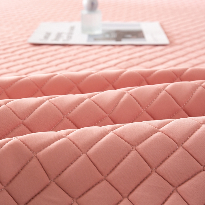 91家纺网 家纺一手货源 找家纺 麋兔 2026新款刺绣纯色氨纶凉感乳胶席子凉席 浅桔