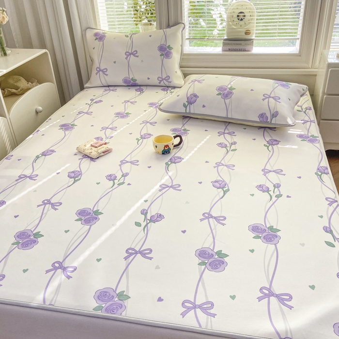 91家纺网 家纺一手货源 找家纺 麋兔 2026新款凉感小冰皮软席席子凉席 紫萝情书