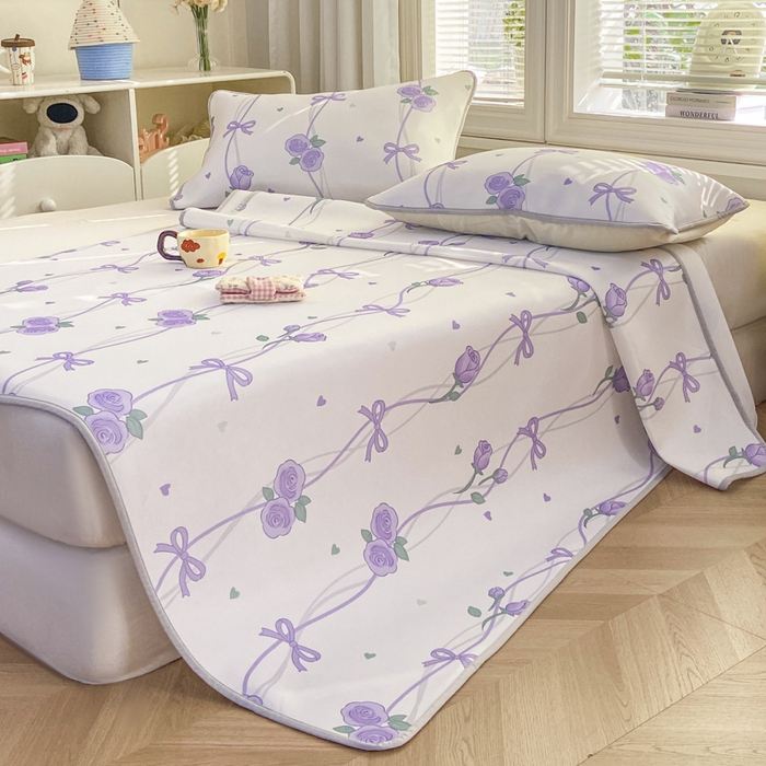 91家纺网 家纺一手货源 找家纺 麋兔 2026新款凉感小冰皮软席席子凉席 紫萝情书