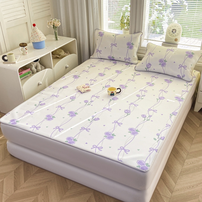 91家纺网 家纺一手货源 找家纺 麋兔 2026新款凉感小冰皮软席席子凉席 紫萝情书