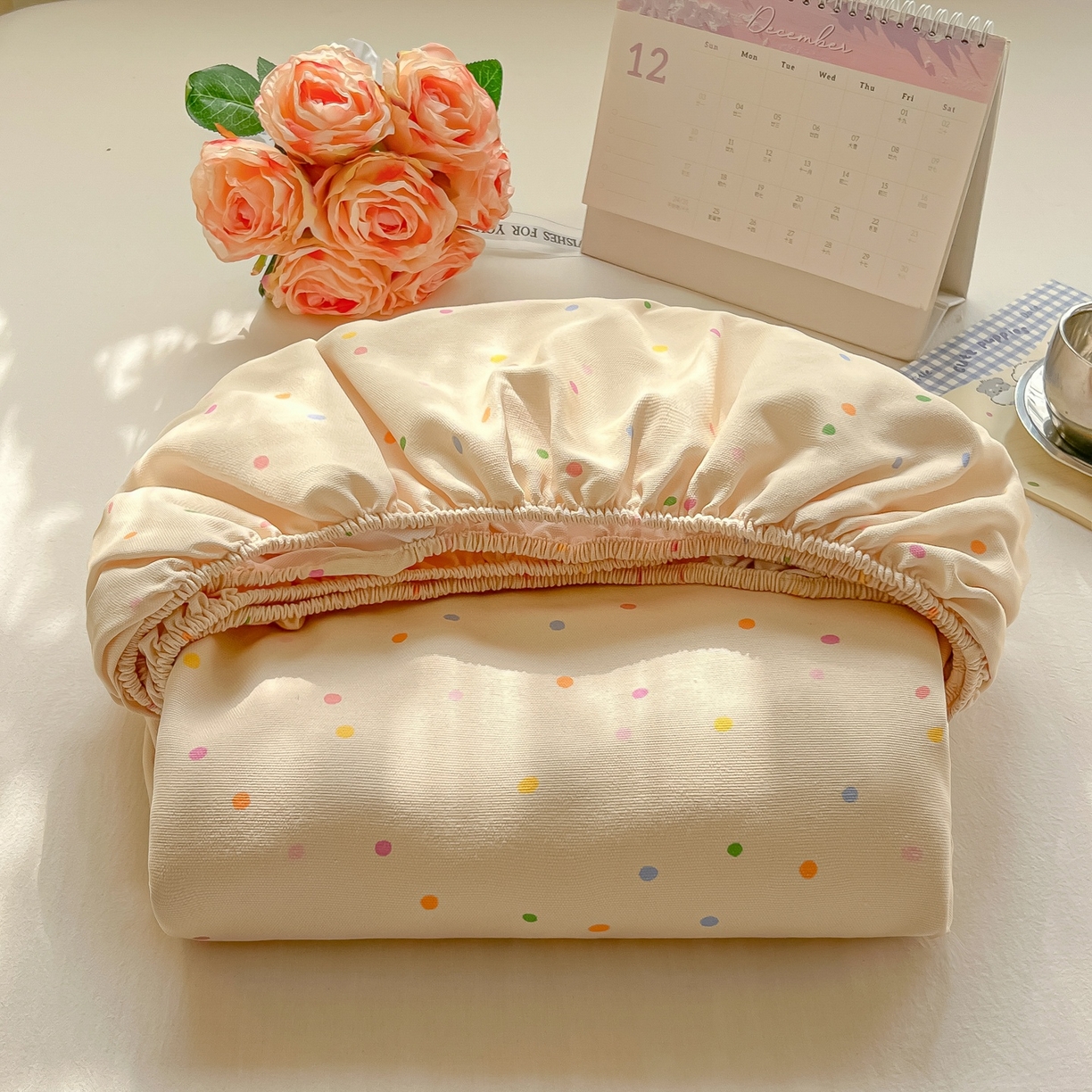 91家纺网 家纺一手货源 找家纺 韩巢家纺 2026新款老粗布床笠春夏季凉席席子热销款防滑床笠单件 波点世界【老粗布】