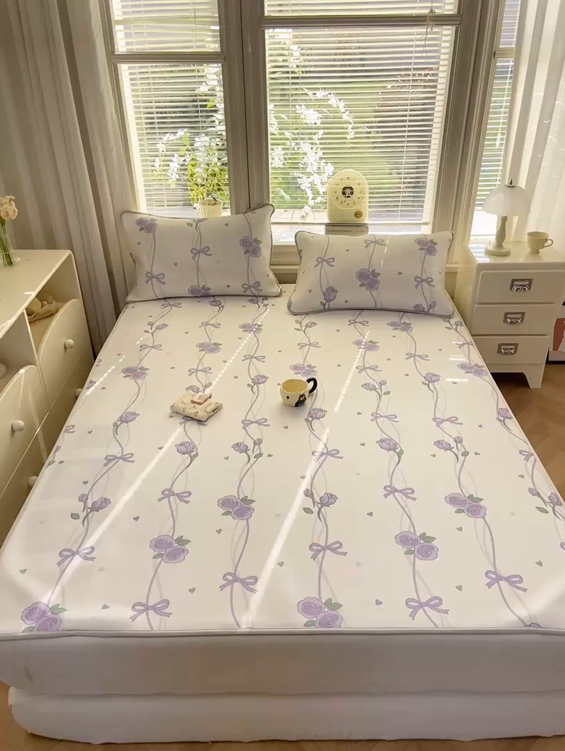 91家纺网 家纺一手货源 找家纺 麋兔 2026新款凉感小冰皮软席席子凉席 紫萝情书