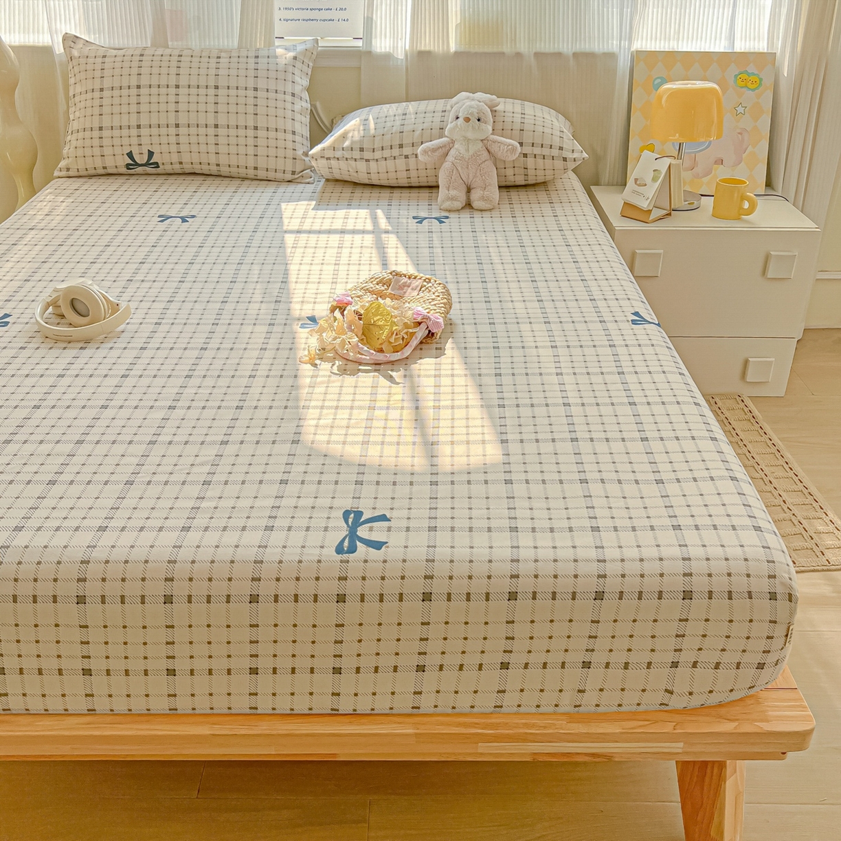 91家纺网 家纺一手货源 找家纺 韩巢家纺 2026新款老粗布床笠春夏季凉席席子热销款防滑床笠单件 格韵【老粗布】