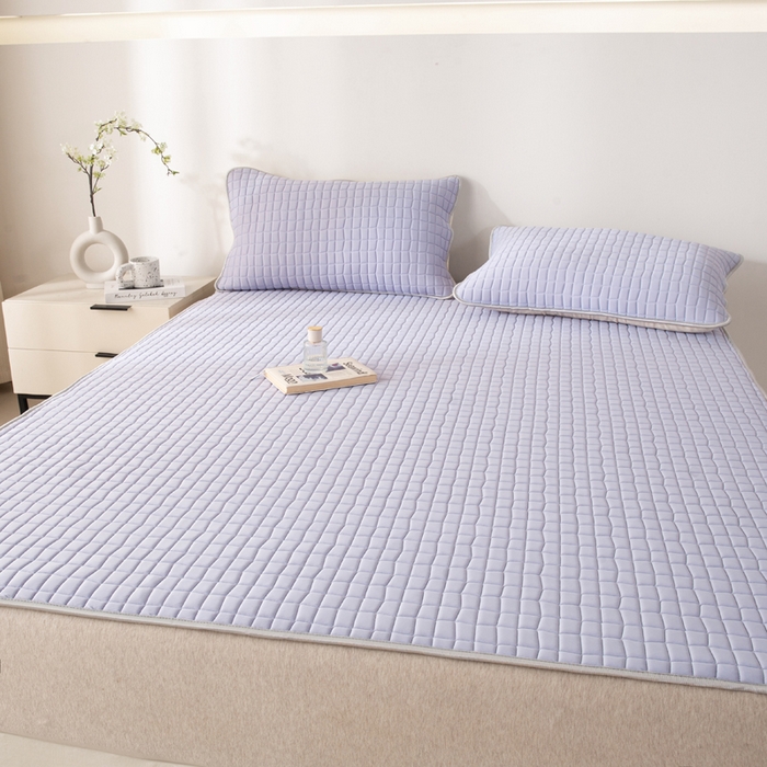 91家纺网 家纺一手货源 找家纺 麋兔 2026新款刺绣纯色氨纶凉感乳胶席子凉席 浅紫