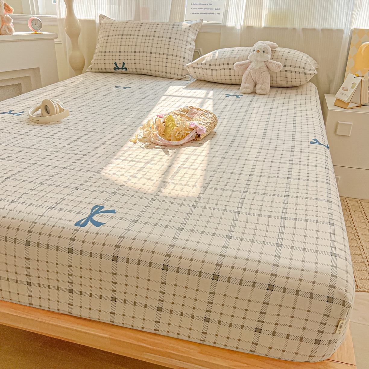 91家纺网 家纺一手货源 找家纺 韩巢家纺 2026新款老粗布床笠春夏季凉席席子热销款防滑床笠单件 格韵【老粗布】