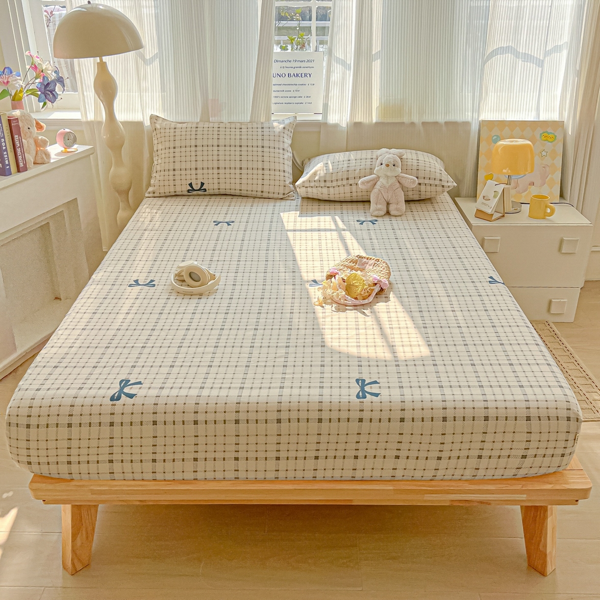 91家纺网 家纺一手货源 找家纺 韩巢家纺 2026新款老粗布床笠春夏季凉席席子热销款防滑床笠单件 格韵【老粗布】