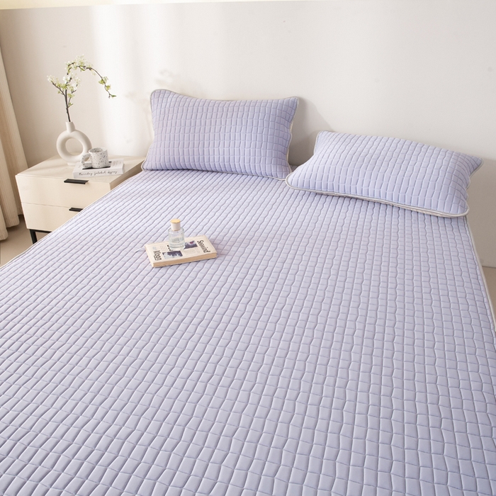 91家纺网 家纺一手货源 找家纺 麋兔 2026新款刺绣纯色氨纶凉感乳胶席子凉席 浅紫