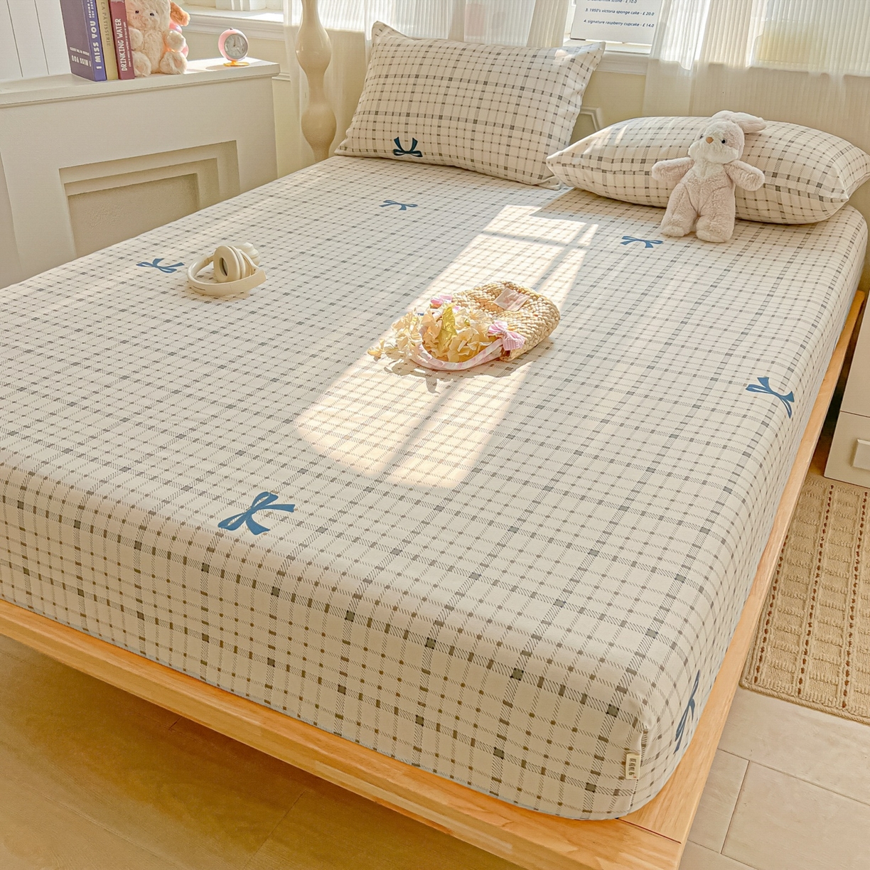 91家纺网 家纺一手货源 找家纺 韩巢家纺 2026新款老粗布床笠春夏季凉席席子热销款防滑床笠单件 格韵【老粗布】