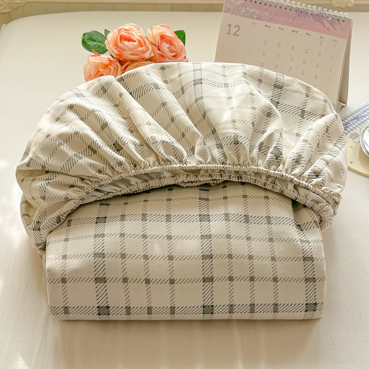 91家纺网 家纺一手货源 找家纺 韩巢家纺 2026新款老粗布床笠春夏季凉席席子热销款防滑床笠单件 格韵【老粗布】