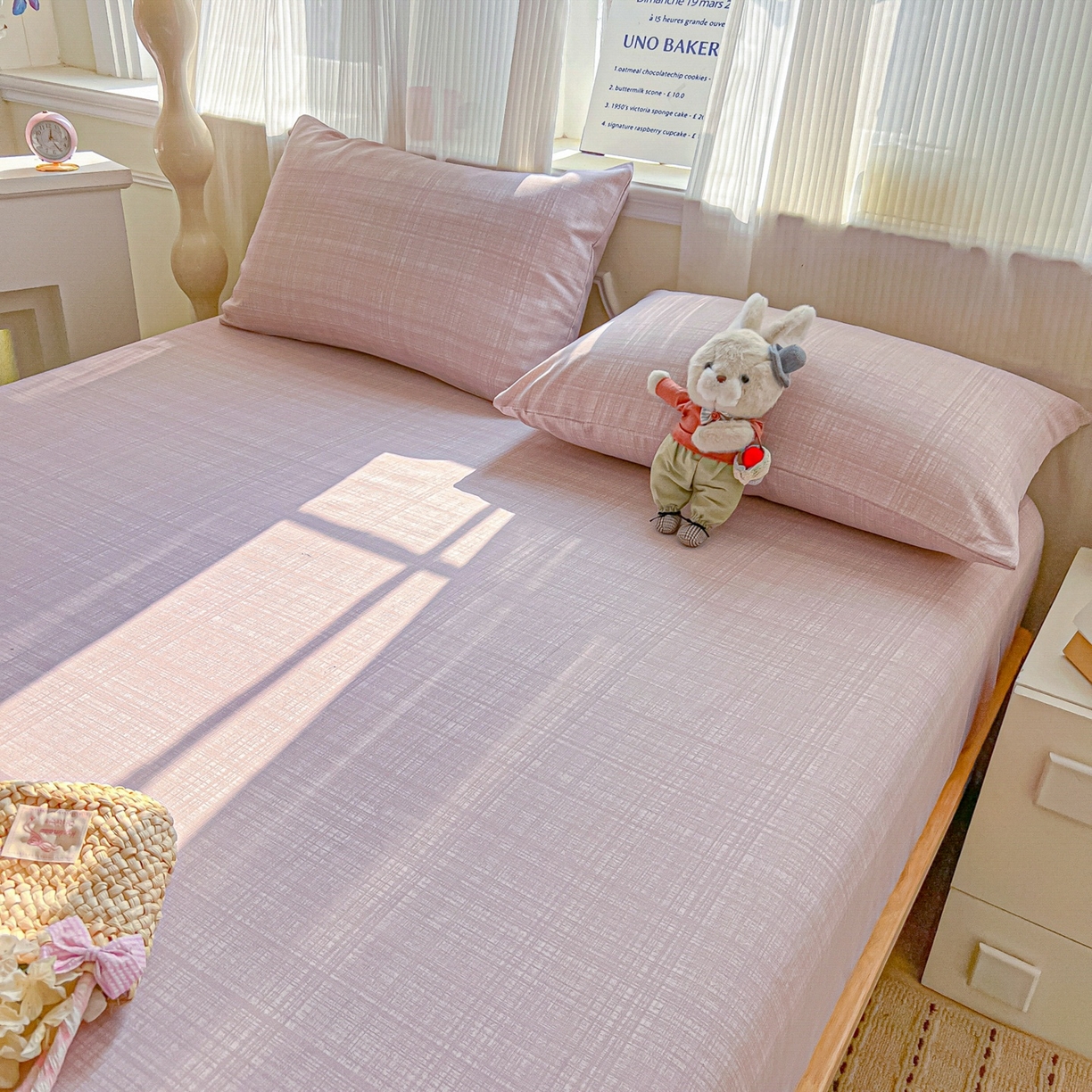 91家纺网 家纺一手货源 找家纺 韩巢家纺 2026新款老粗布床笠春夏季凉席席子热销款防滑床笠单件 静谧【老粗布】