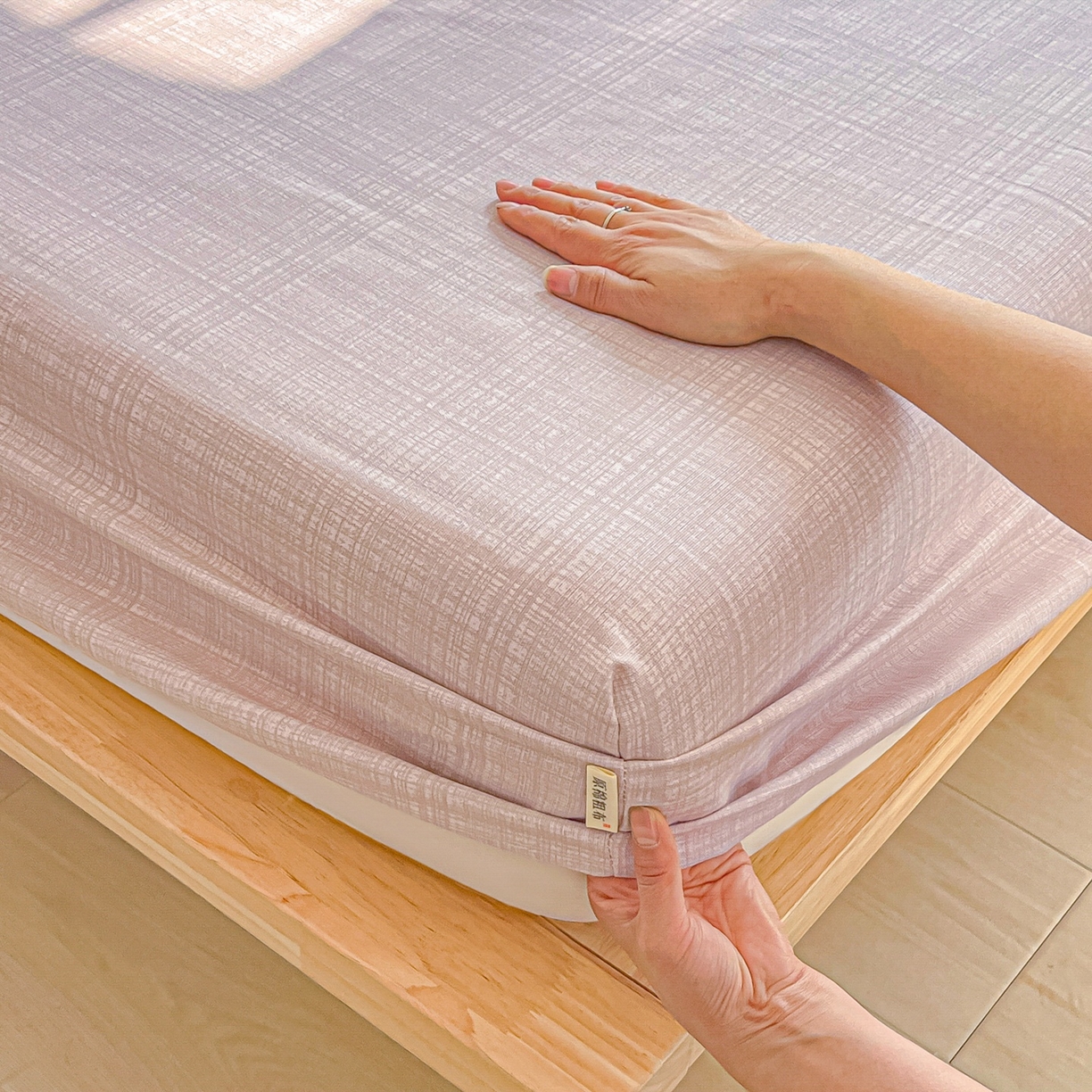 91家纺网 家纺一手货源 找家纺 韩巢家纺 2026新款老粗布床笠春夏季凉席席子热销款防滑床笠单件 静谧【老粗布】