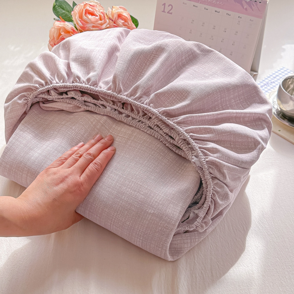 91家纺网 家纺一手货源 找家纺 韩巢家纺 2026新款老粗布床笠春夏季凉席席子热销款防滑床笠单件 静谧【老粗布】