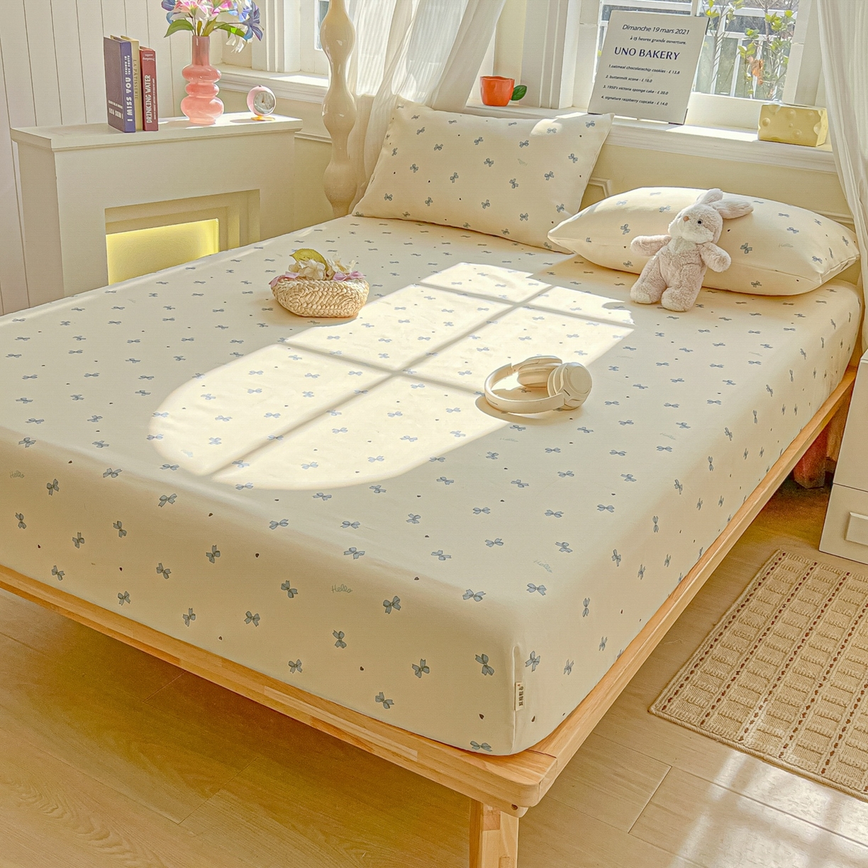 91家纺网 家纺一手货源 找家纺 韩巢家纺 2026新款老粗布床笠春夏季凉席席子热销款防滑床笠单件 兰相思【老粗布】