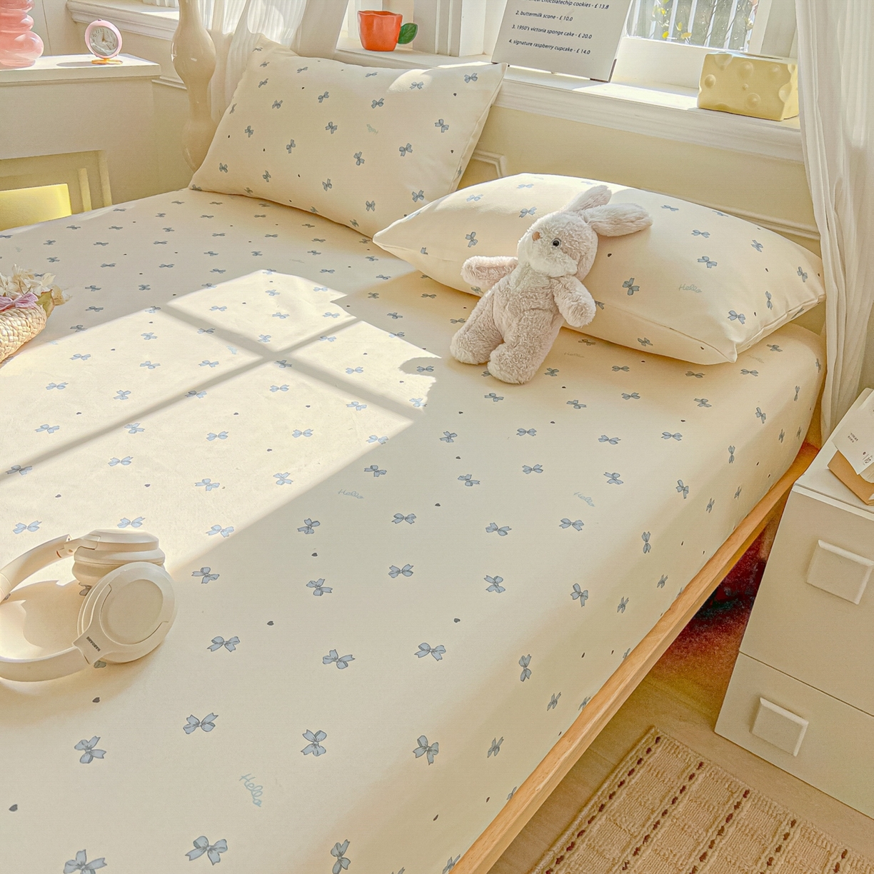 91家纺网 家纺一手货源 找家纺 韩巢家纺 2026新款老粗布床笠春夏季凉席席子热销款防滑床笠单件 兰相思【老粗布】