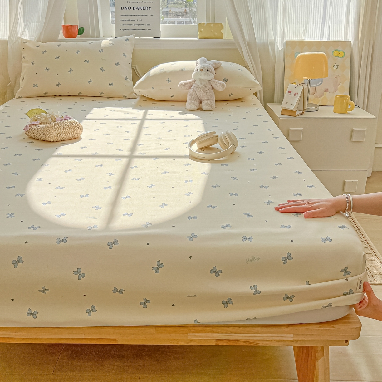 91家纺网 家纺一手货源 找家纺 韩巢家纺 2026新款老粗布床笠春夏季凉席席子热销款防滑床笠单件 兰相思【老粗布】