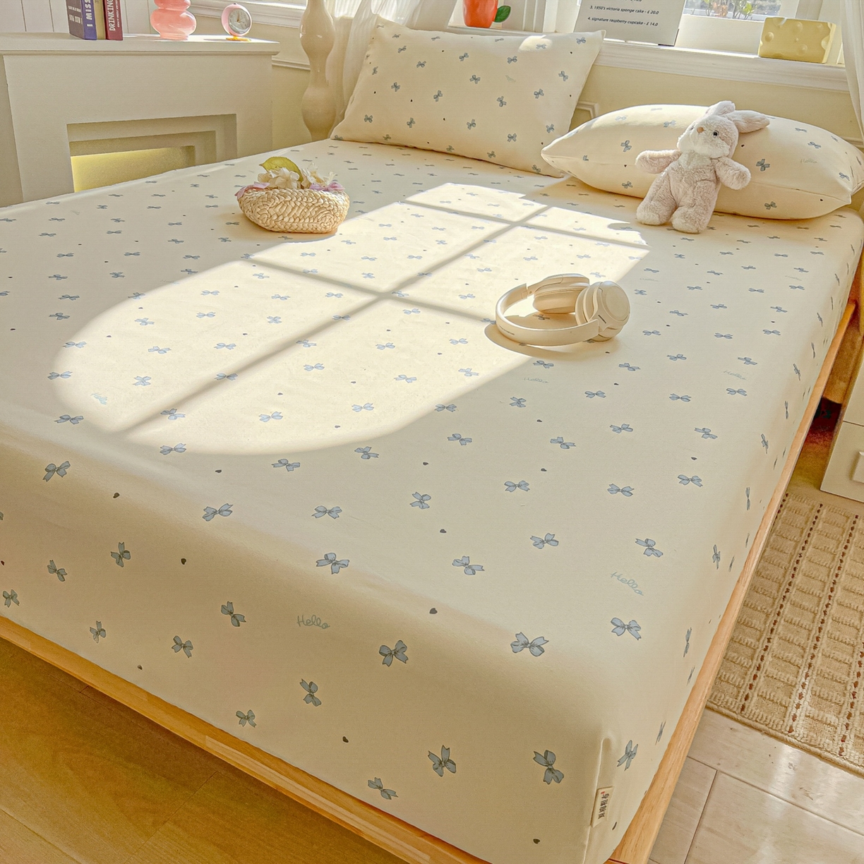 91家纺网 家纺一手货源 找家纺 韩巢家纺 2026新款老粗布床笠春夏季凉席席子热销款防滑床笠单件 兰相思【老粗布】