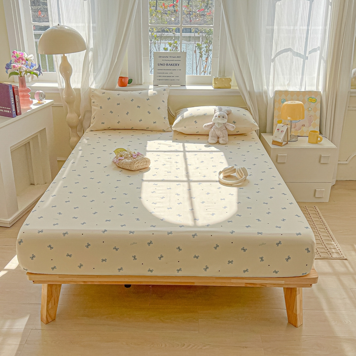 91家纺网 家纺一手货源 找家纺 韩巢家纺 2026新款老粗布床笠春夏季凉席席子热销款防滑床笠单件 兰相思【老粗布】