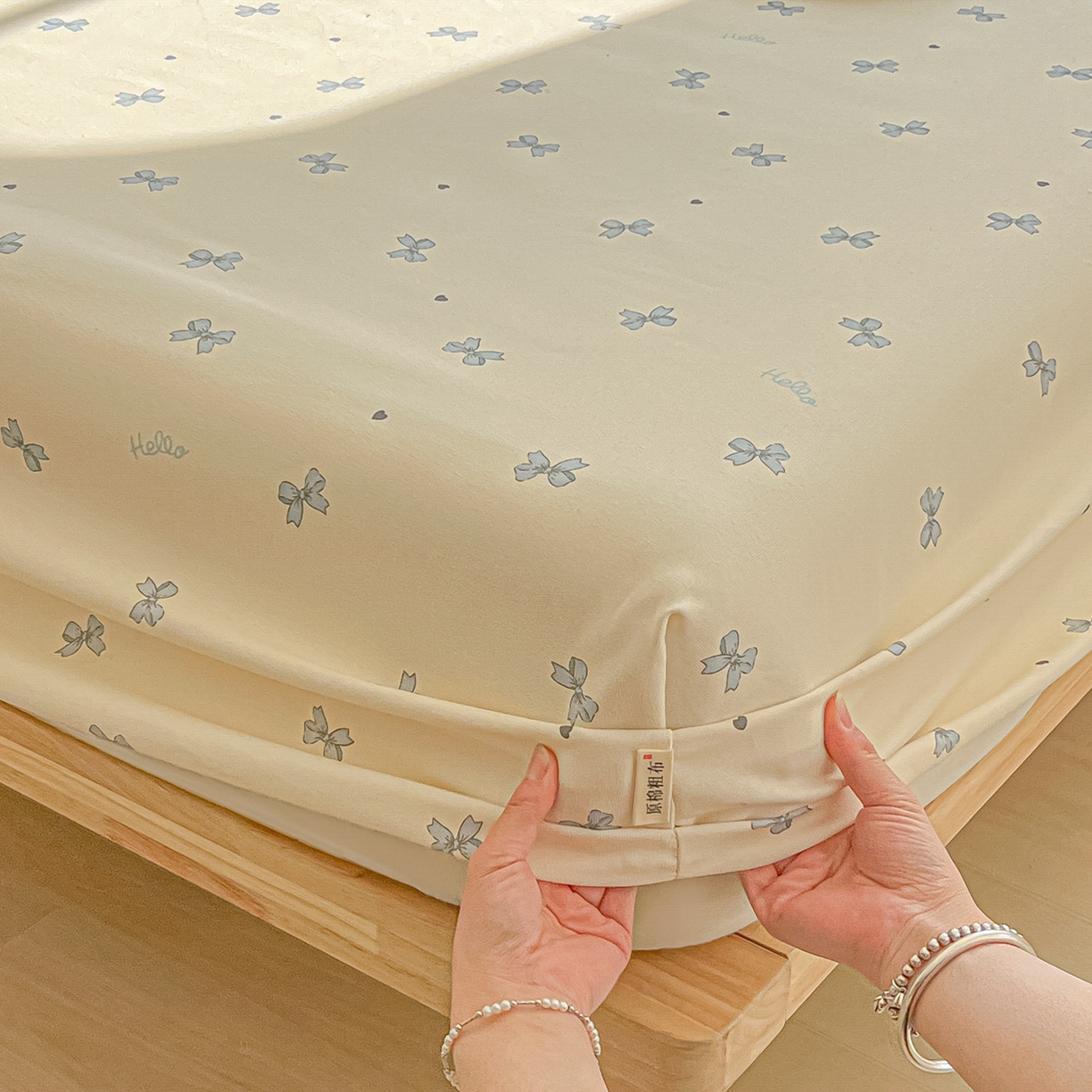 91家纺网 家纺一手货源 找家纺 韩巢家纺 2026新款老粗布床笠春夏季凉席席子热销款防滑床笠单件 兰相思【老粗布】