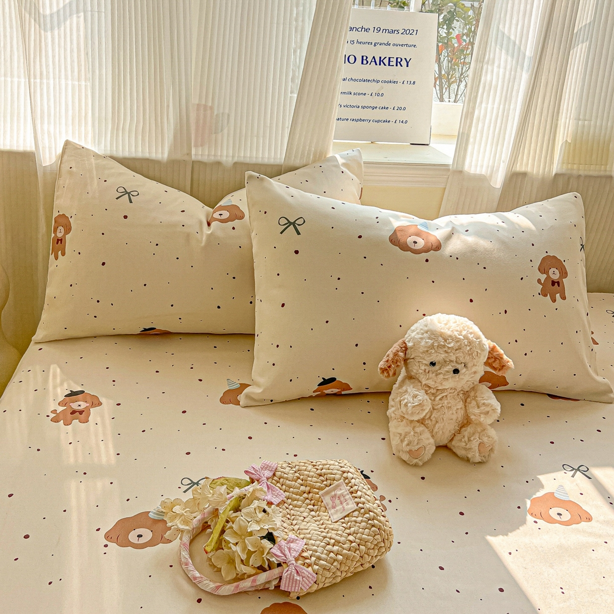 91家纺网 家纺一手货源 找家纺 韩巢家纺 2026新款老粗布床笠春夏季凉席席子热销款防滑床笠单件 萌趣小汪【老粗布】