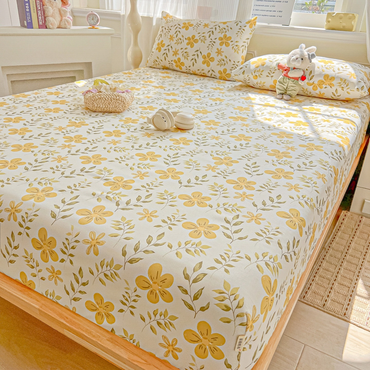 91家纺网 家纺一手货源 找家纺 韩巢家纺 2026新款老粗布床笠春夏季凉席席子热销款防滑床笠单件 暖阳【老粗布】