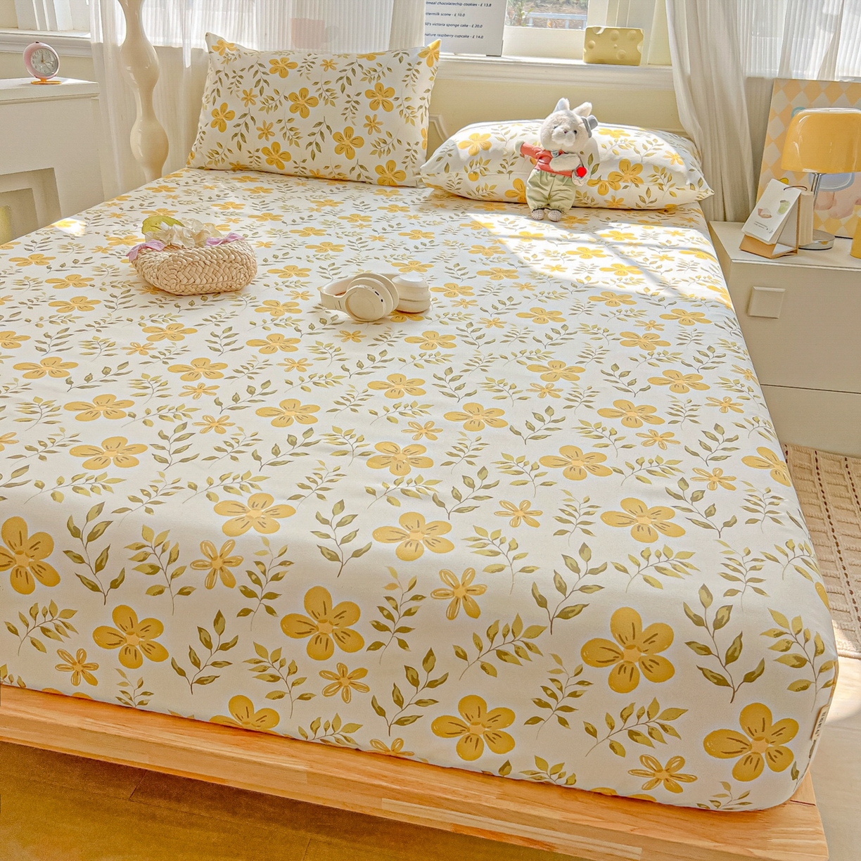 91家纺网 家纺一手货源 找家纺 韩巢家纺 2026新款老粗布床笠春夏季凉席席子热销款防滑床笠单件 暖阳【老粗布】