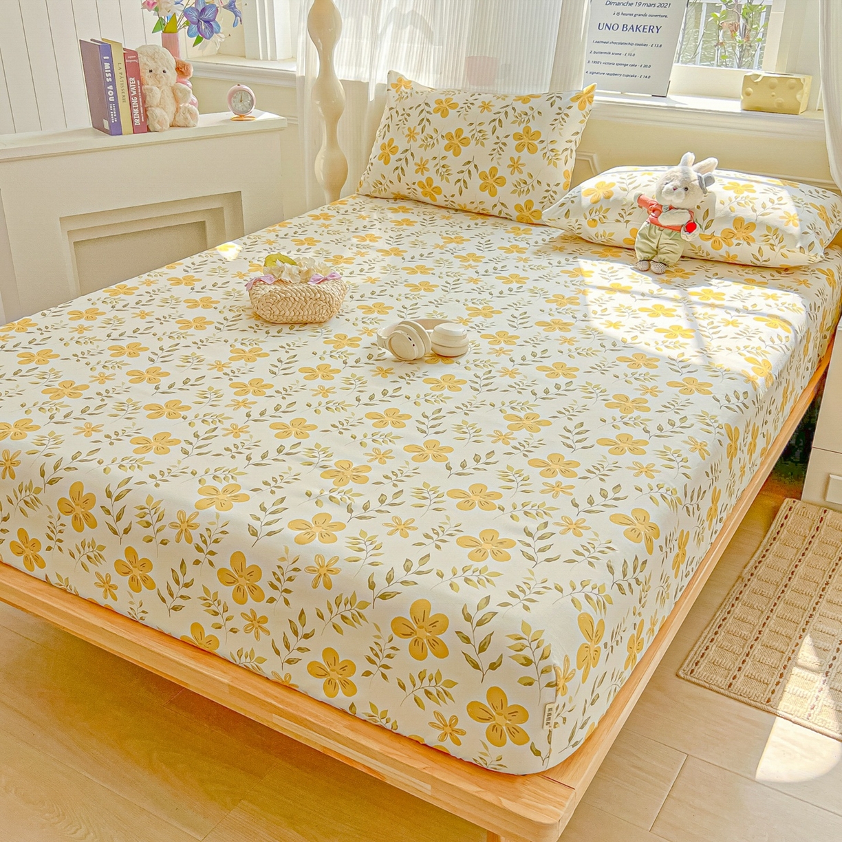 91家纺网 家纺一手货源 找家纺 韩巢家纺 2026新款老粗布床笠春夏季凉席席子热销款防滑床笠单件 暖阳【老粗布】