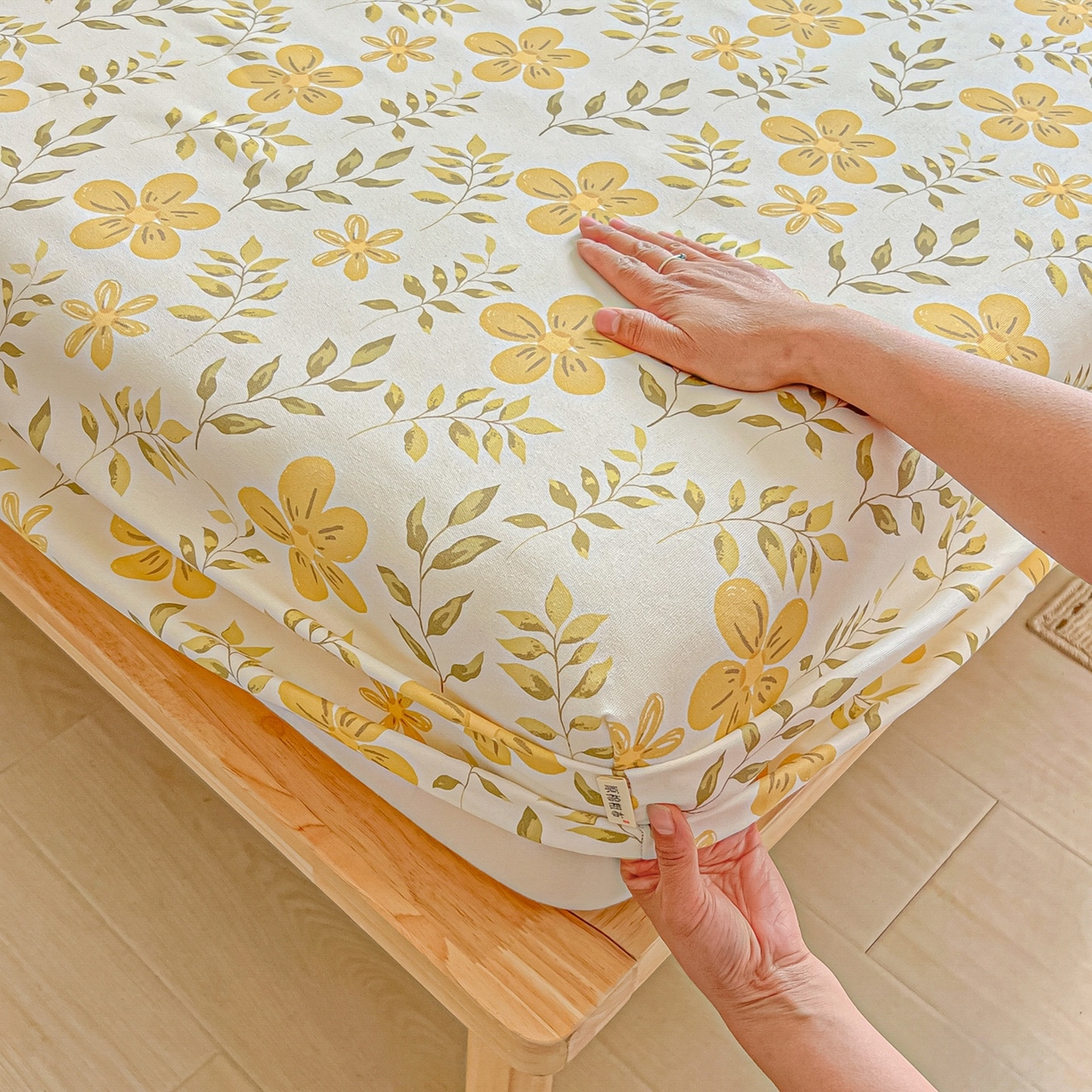 91家纺网 家纺一手货源 找家纺 韩巢家纺 2026新款老粗布床笠春夏季凉席席子热销款防滑床笠单件 暖阳【老粗布】