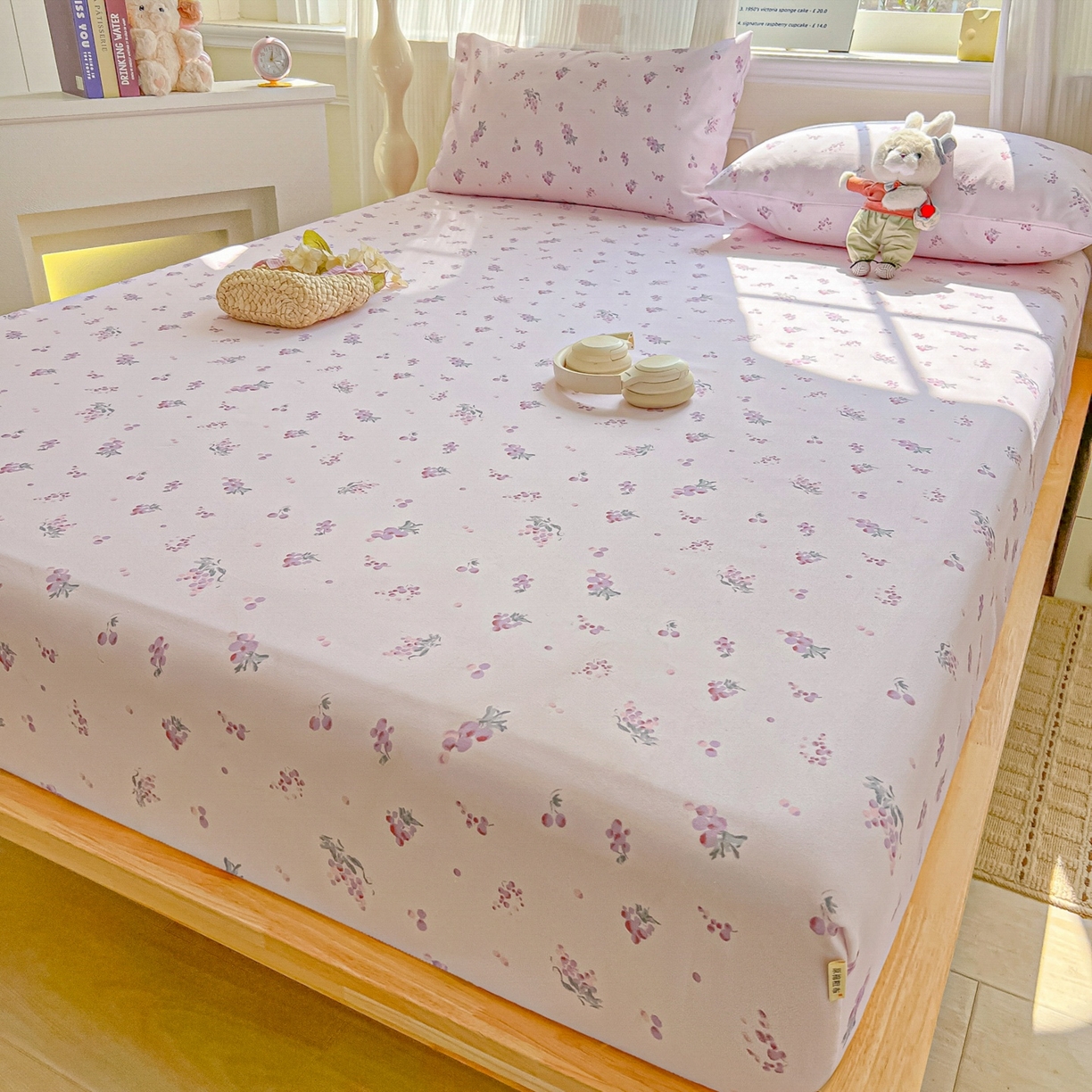 91家纺网 家纺一手货源 找家纺 韩巢家纺 2026新款老粗布床笠春夏季凉席席子热销款防滑床笠单件 葡萄七分甜【老粗布】