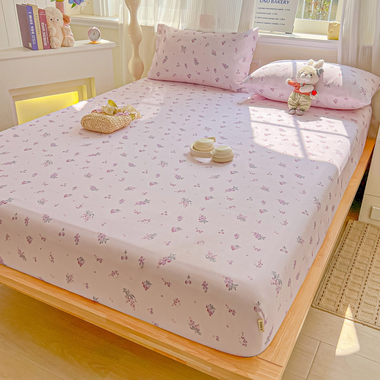 91家纺网 家纺一手货源 找家纺 韩巢家纺 2026新款老粗布床笠春夏季凉席席子热销款防滑床笠单件 葡萄七分甜【老粗布】