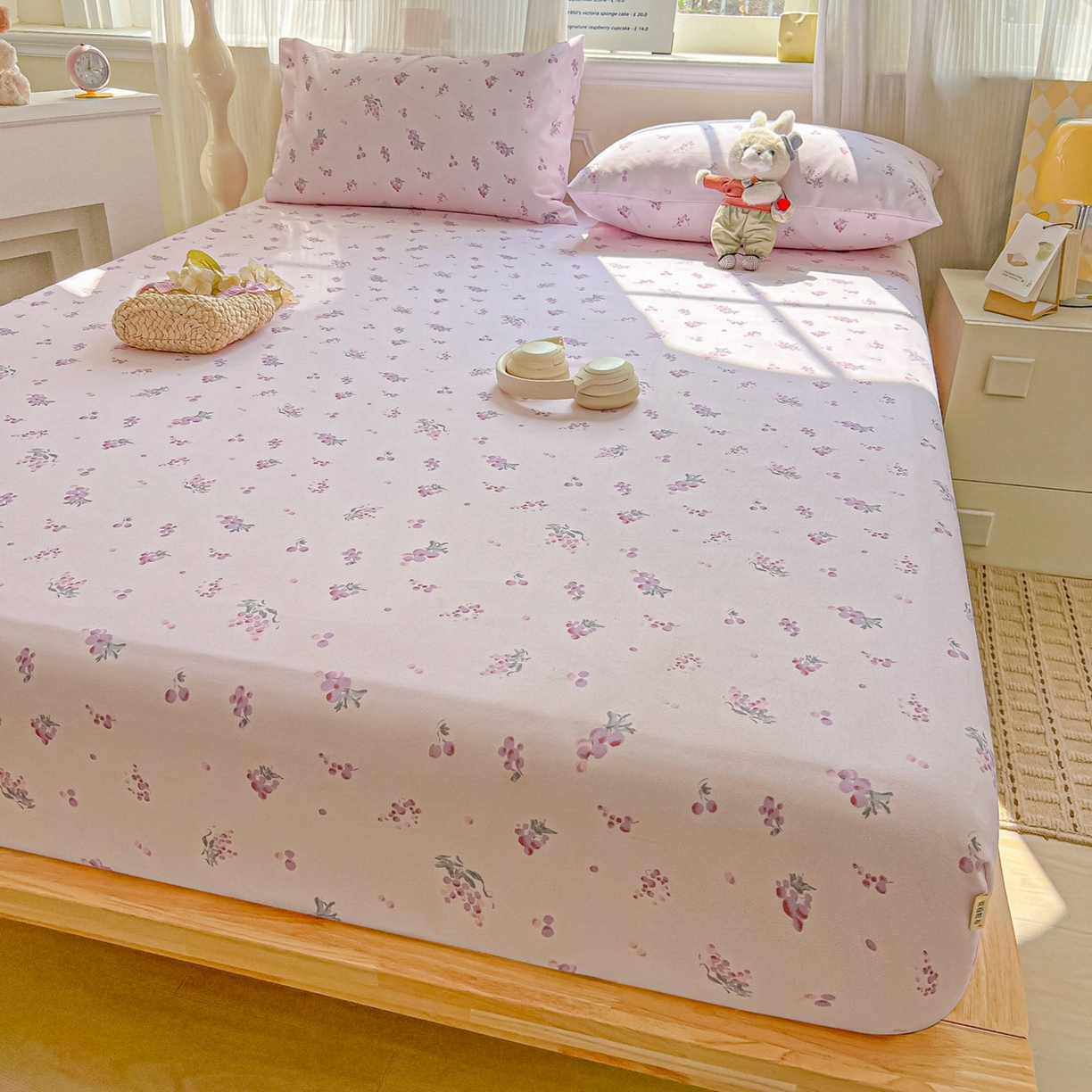 91家纺网 家纺一手货源 找家纺 韩巢家纺 2026新款老粗布床笠春夏季凉席席子热销款防滑床笠单件 葡萄七分甜【老粗布】