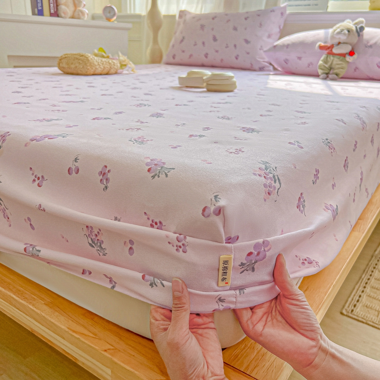 91家纺网 家纺一手货源 找家纺 韩巢家纺 2026新款老粗布床笠春夏季凉席席子热销款防滑床笠单件 葡萄七分甜【老粗布】