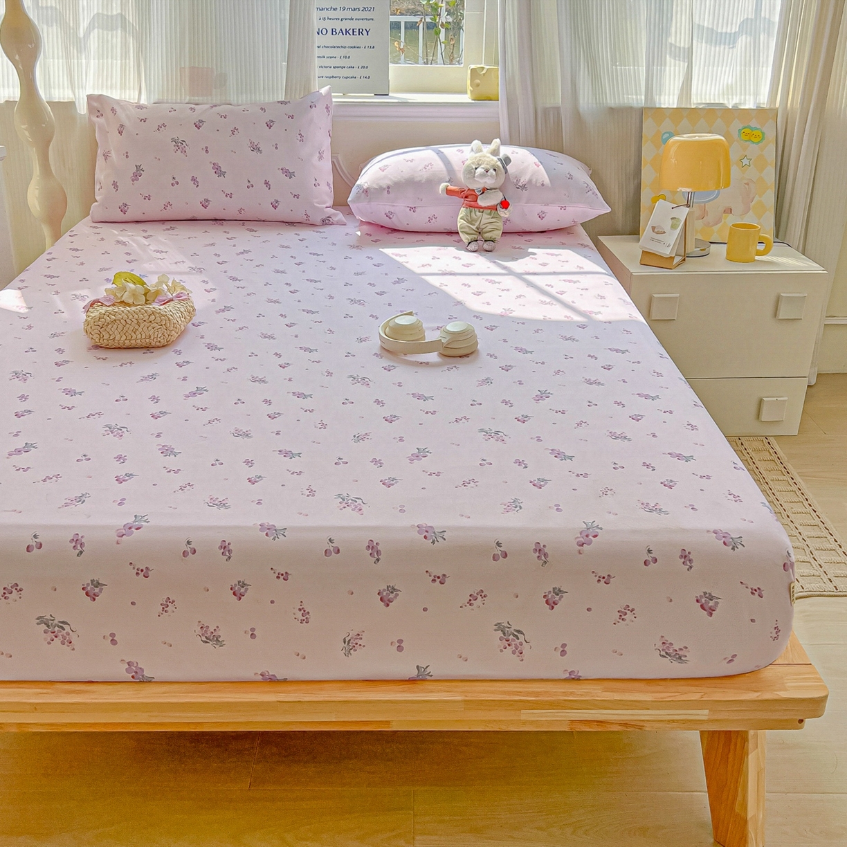 91家纺网 家纺一手货源 找家纺 韩巢家纺 2026新款老粗布床笠春夏季凉席席子热销款防滑床笠单件 葡萄七分甜【老粗布】