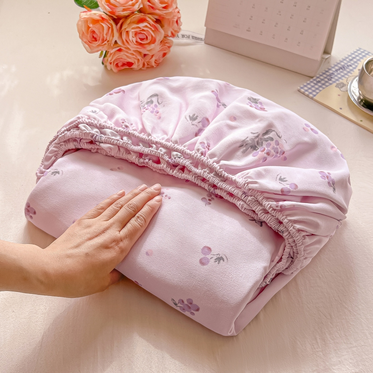 91家纺网 家纺一手货源 找家纺 韩巢家纺 2026新款老粗布床笠春夏季凉席席子热销款防滑床笠单件 葡萄七分甜【老粗布】