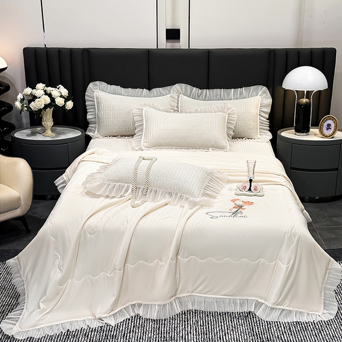 91家纺网 家纺一手货源 找家纺 （总）妮恒美家纺 2026新款凉感丝夏被床盖款四件套