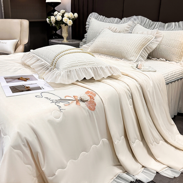 91家纺网 家纺一手货源 找家纺 （总）妮恒美家纺 2026新款凉感丝夏被床盖款四件套