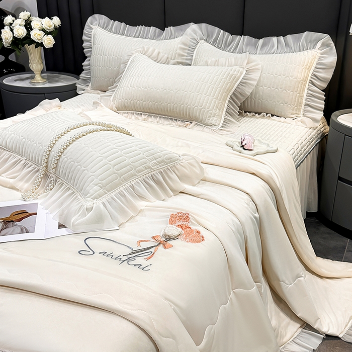 91家纺网 家纺一手货源 找家纺 （总）妮恒美家纺 2026新款凉感丝夏被床盖款四件套