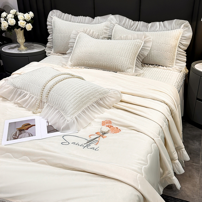 91家纺网 家纺一手货源 找家纺 （总）妮恒美家纺 2026新款凉感丝夏被床盖款四件套