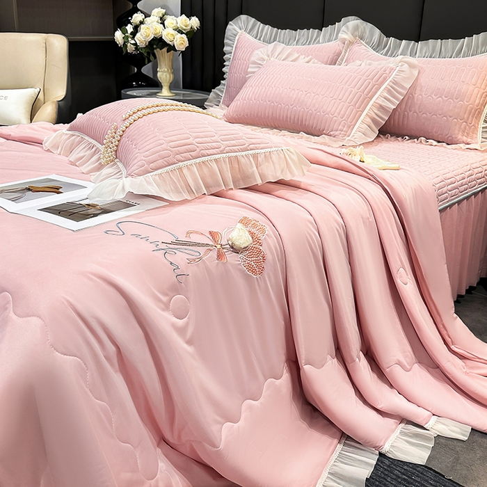 91家纺网 家纺一手货源 找家纺 （总）妮恒美家纺 2026新款凉感丝夏被床盖款四件套