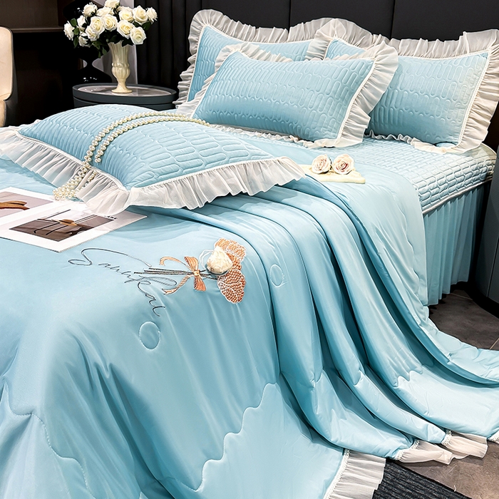 91家纺网 家纺一手货源 找家纺 （总）妮恒美家纺 2026新款凉感丝夏被床盖款四件套