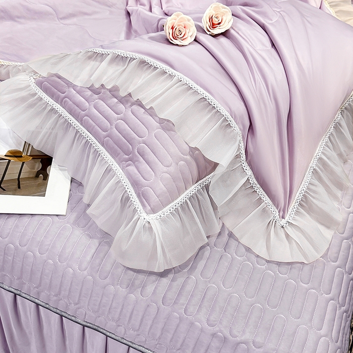 91家纺网 家纺一手货源 找家纺 妮恒美家纺 2026新款凉感丝夏被床盖款四件套 玫瑰之恋-爱情紫