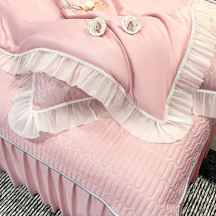 91家纺网 家纺一手货源 找家纺 妮恒美家纺 2026新款凉感丝夏被床盖款四件套 玫瑰之恋-初恋玉