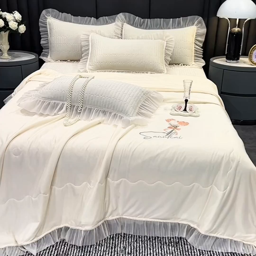 91家纺网 家纺一手货源 找家纺 （总）妮恒美家纺 2026新款凉感丝夏被床盖款四件套