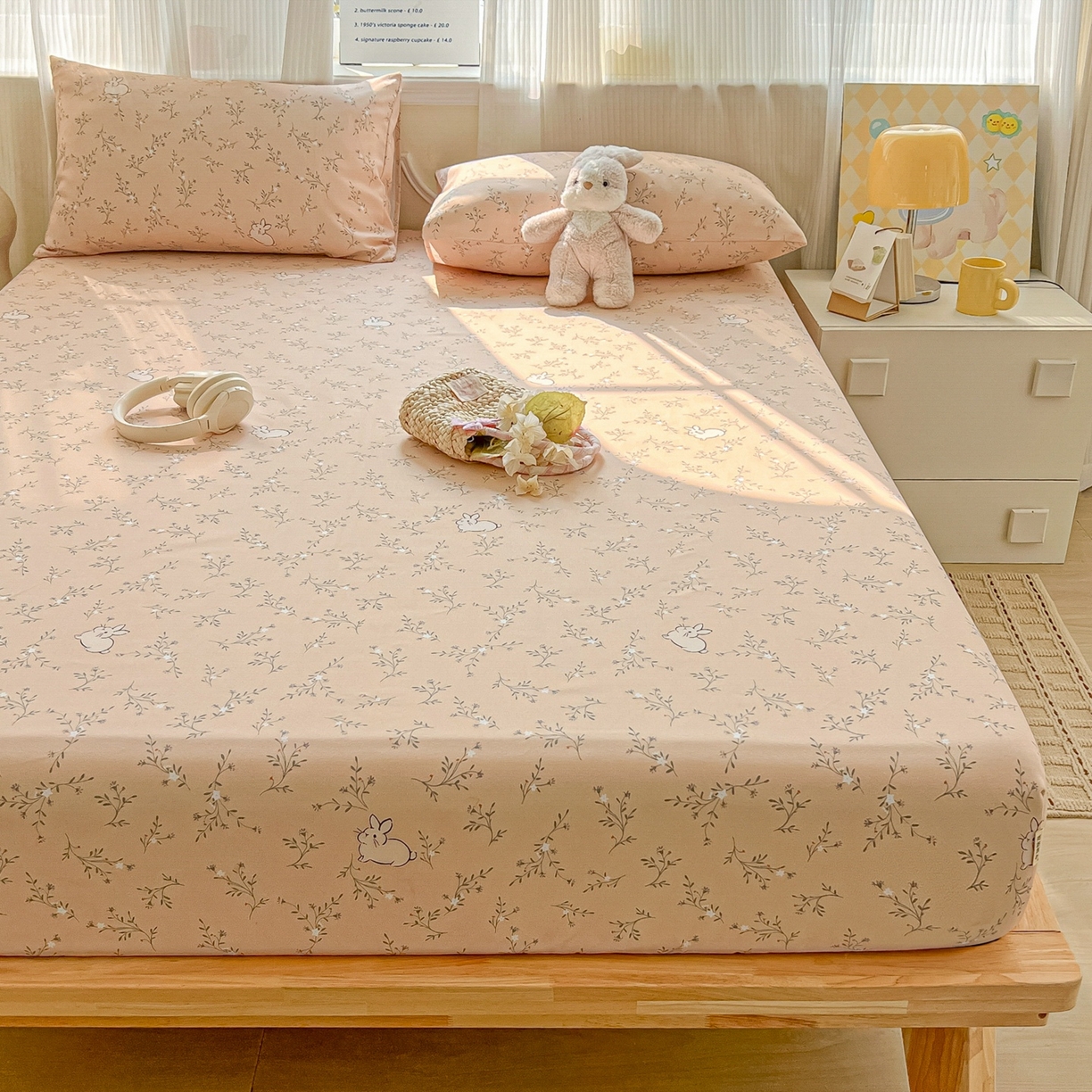 91家纺网 家纺一手货源 找家纺 韩巢家纺 2026新款老粗布床笠春夏季凉席席子热销款防滑床笠单件 森田野园【老粗布】