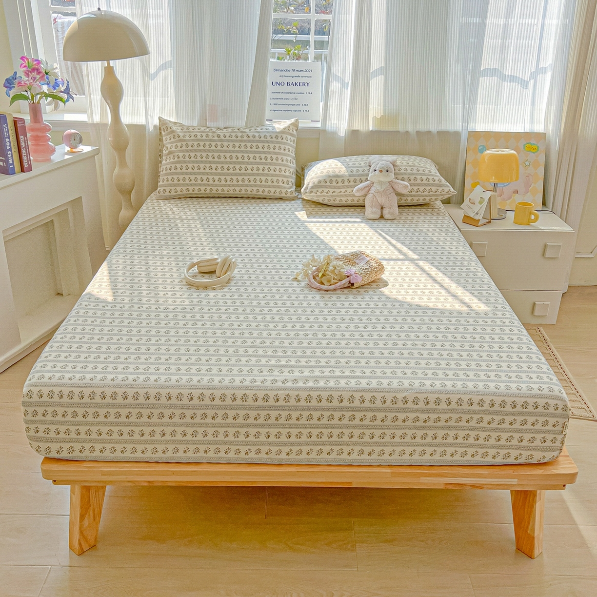 91家纺网 家纺一手货源 找家纺 韩巢家纺 2026新款老粗布床笠春夏季凉席席子热销款防滑床笠单件 素雅【老粗布】