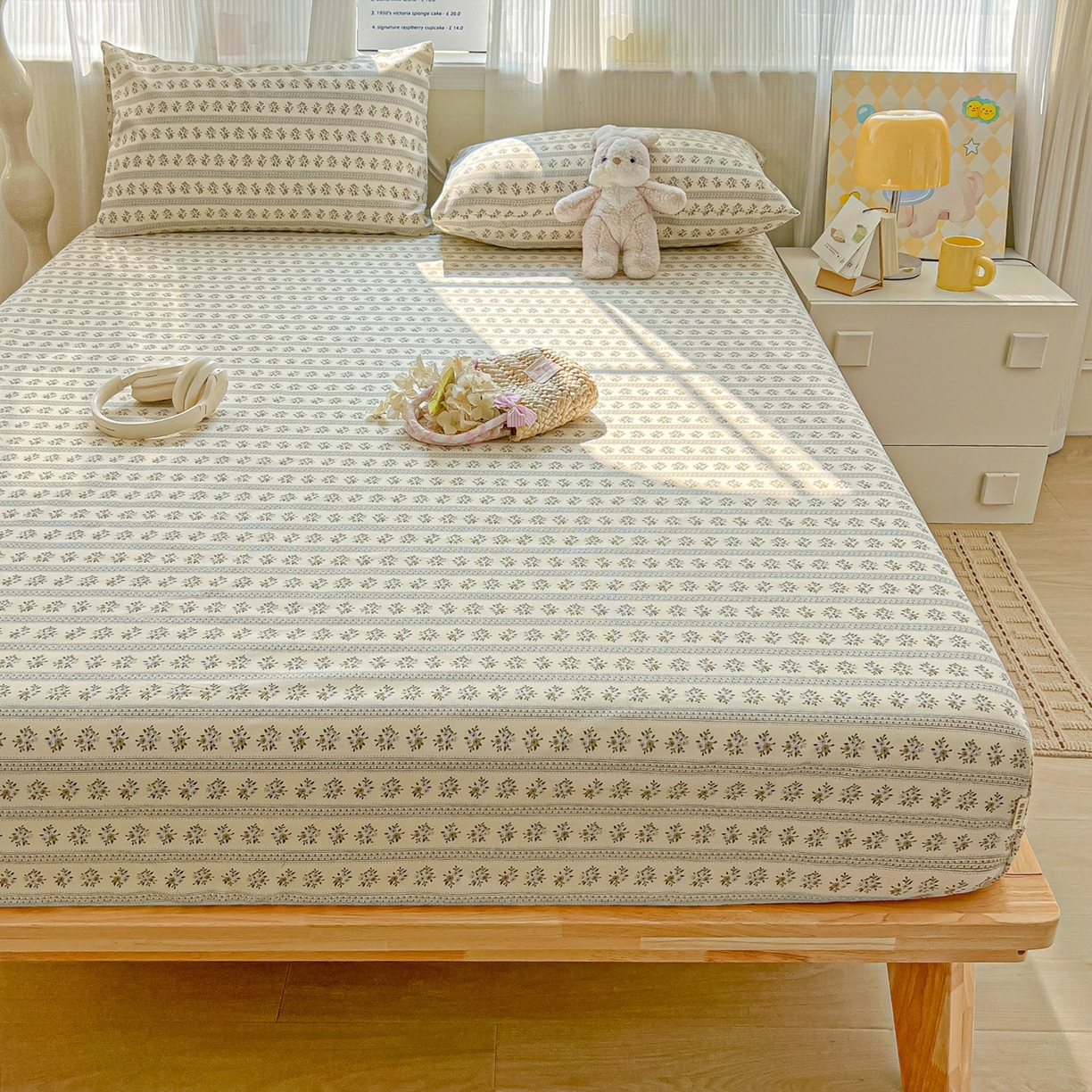 91家纺网 家纺一手货源 找家纺 韩巢家纺 2026新款老粗布床笠春夏季凉席席子热销款防滑床笠单件 素雅【老粗布】