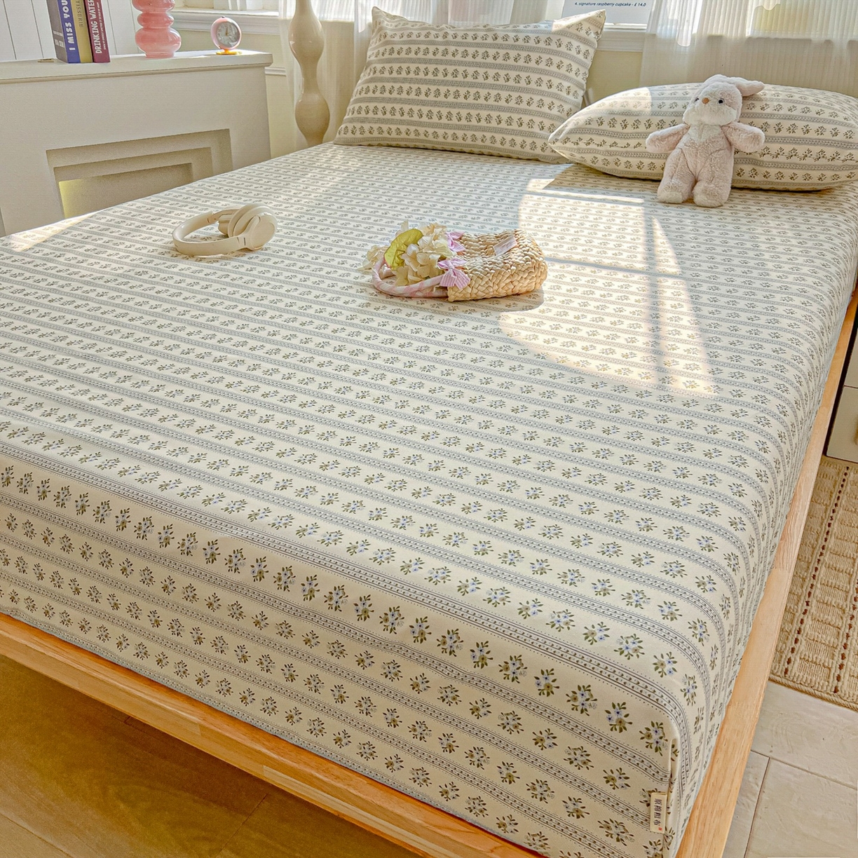 91家纺网 家纺一手货源 找家纺 韩巢家纺 2026新款老粗布床笠春夏季凉席席子热销款防滑床笠单件 素雅【老粗布】