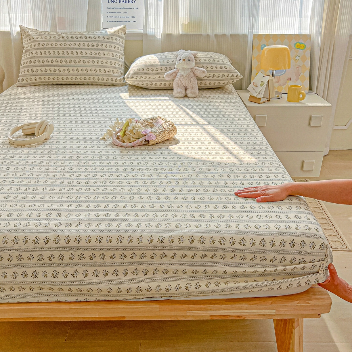 91家纺网 家纺一手货源 找家纺 韩巢家纺 2026新款老粗布床笠春夏季凉席席子热销款防滑床笠单件 素雅【老粗布】