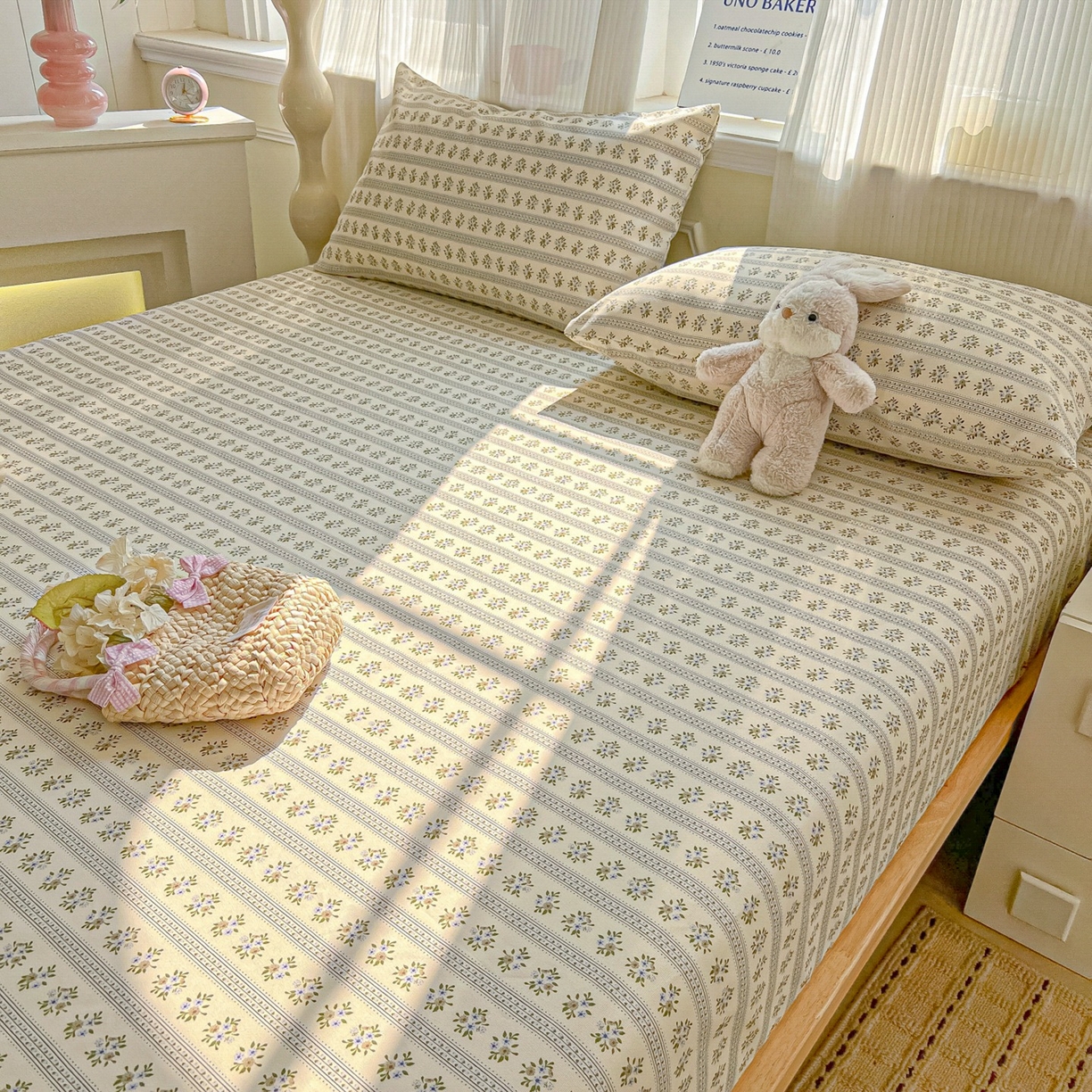 91家纺网 家纺一手货源 找家纺 韩巢家纺 2026新款老粗布床笠春夏季凉席席子热销款防滑床笠单件 素雅【老粗布】