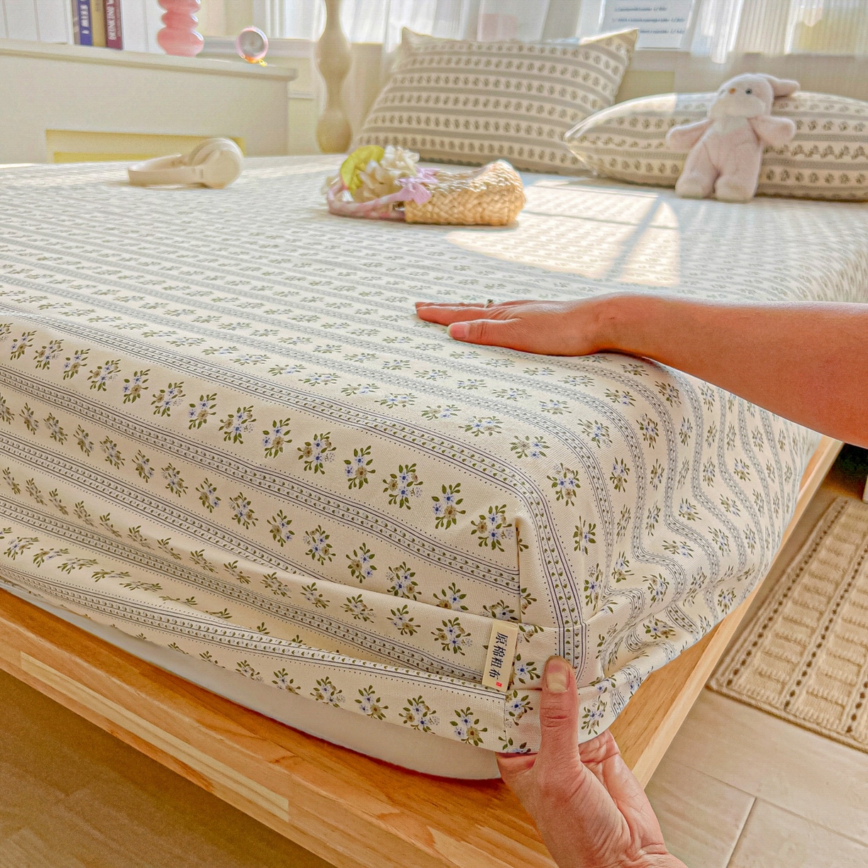 91家纺网 家纺一手货源 找家纺 韩巢家纺 2026新款老粗布床笠春夏季凉席席子热销款防滑床笠单件 素雅【老粗布】